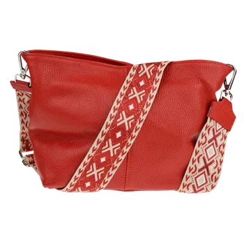 Kabelka NovaKabelka.cz Kožená italská crossbody kabelka Batilda Rosso s přídavným popruhem X