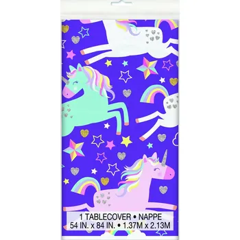 Jednorázový ubrus Ubrus plastový - Jednorožec 1.37x2.13m