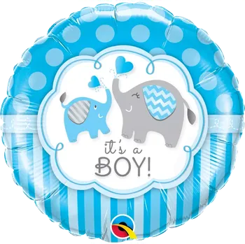 Balónek Fóliový balónek Kruh - Sloníci It´s a boy! 46cm (Fóliový balónek Kruh - Sloníci It´s a boy! 46cm )