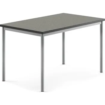 Jídelní stůl Stůl SONITUS, 1200x800x720 mm, stříbrné nohy, deska s linoleem, tmavě šedá