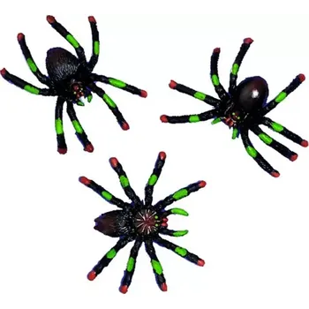 Party dekorace Halloweenská dekorace zeleno-černí pavouci - 8 ks