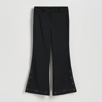 Dámské kalhoty Reserved - Kalhoty s ozdobným lemováním - černý - 218HP-99X - 218HP-99X-XS