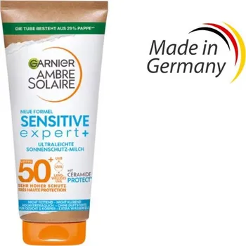 Přípravek na opalování Garnier Ambre Solaire Sunmilk opalovací krém SPF 50+ 175ml