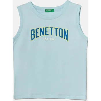 Chlapecké tričko Dětské bavlněné tričko United Colors of Benetton modrá barva, s potiskem, 3I1XGH013 3I1XGH013.P.Seasonal 50X, vel. 110