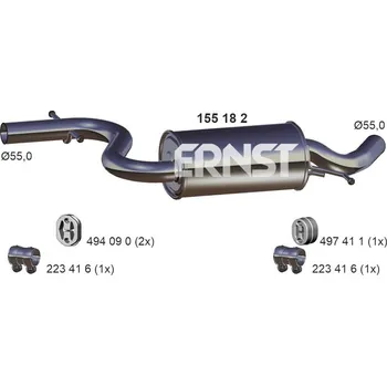 Tlumič výfuku Střední tlumič výfuku ERNST 155182