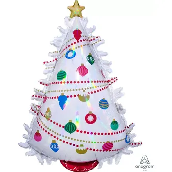 Balónek Foliový balonek vánoční stromeček - bílý 66 x 91 cm (Foliový balonek vánoční stromeček - bílý 66 x 91 cm)