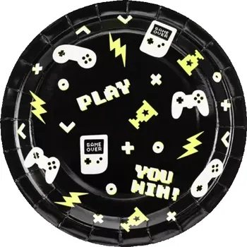 Talíř Papírové talíře Gamer 23cm - 6 ks