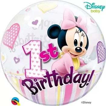 Balónek Foliová bublina - Baby Minnie - 1.st birthday 56cm (Foliová bublina - Baby Minnie - 1.st birthday 56cm)