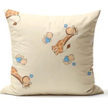 Povlak na dekorativní polštářek Bavlněný povlak na polštář - Žirafa béžová Zapínání: zip, Velikost polštáře: 40x40