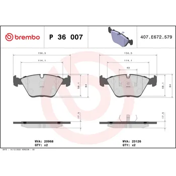 Brzdový systém BREMBO Sada brzdových destiček P 36 007