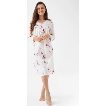Dámská noční košile Dlouhá noční košile Liliana ecru květy 3XL