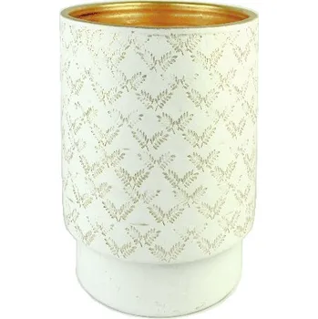 Obal na květináč keramický LUSO, pr.28x26cm, bílá|WHITE W/GOLD|Ego Dekor
