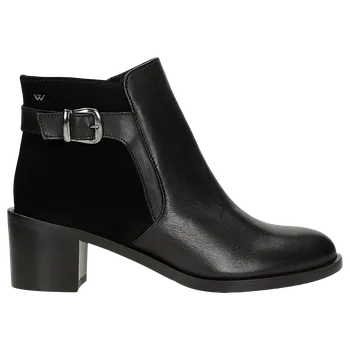 Dámské polobotky Černé Dámské Kotníčkové Boty Z Kombinovaných Kůží Wojas 5532771 40
