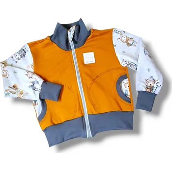 Dívčí mikina Mikina uni zip zimní zvířátka okrová Mikina unisex