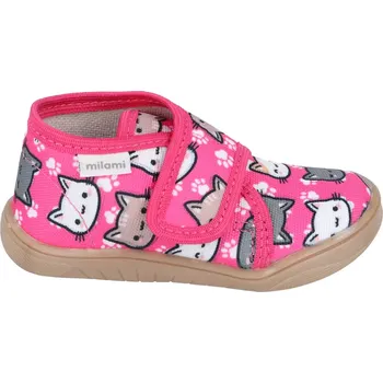 Dívčí bačkory Barefoot papuče Milami růžové kočky - uzavřené 23