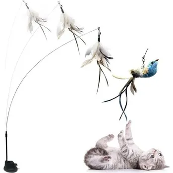 Hračka pro kočku Amacoam interaktivní hračka pro kočky s přísavkou pro malé a velké kočky, inteligentní peří, hračka