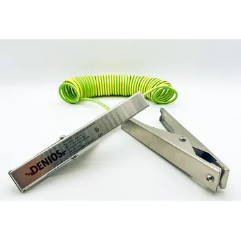 elektrický kabel Uzemňovací kabel DENIOS + svorka 230 mm + 230 mm, kabel 10 m, zeleno-žlutý, ocel, 4 mm², ATEX