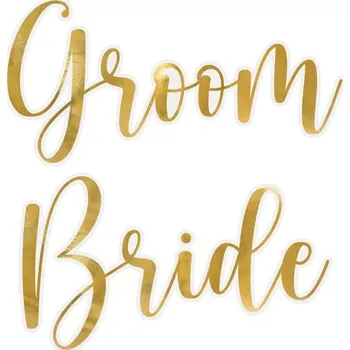 Samolepky na sklenky zlaté - Bride a Groom