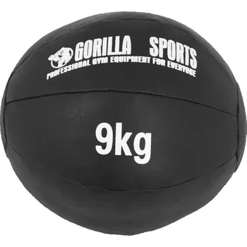 Medicinbal Gorilla Sports Kožený medicinbal, 9 kg, černý