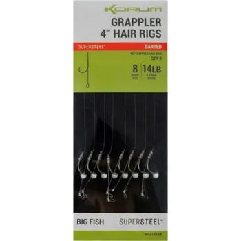 Korum návazce Grappler 4" Hair Rigs 8 ks - Velikost 12 / 0,26 mm / 10 lb
