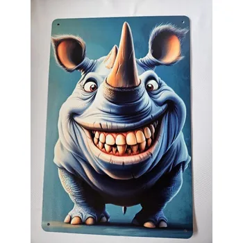 Plechová cedule BAF Kovová cedule. Veselý nosorožec 30 x 20 cm