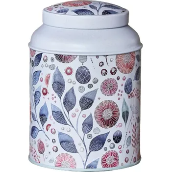 Dóza na potraviny EIGENART FLOWERY GOLD 175 g - čtvercová kovová dóza na čaj, zlatá