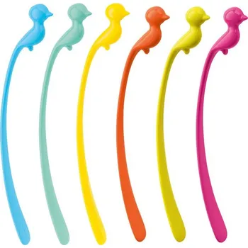 Koktejlová dekorace KOZIOL PI:P 6 ks 19.3 cm - sada míchátek do drinků z recyklovaného plastu, barevná