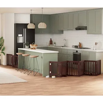 klec pro psa vidaXL Zábrana pro psy s dvířky skládací 9 panelů 450 cm topol [3155641] Barva: Hnědá