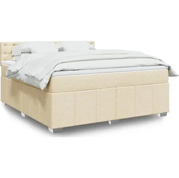 Postel vidaXL Box spring postel s matrací 180x200 cm textil [3289462] Barva: krémová