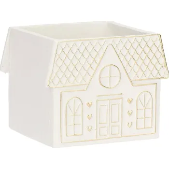 Obal na květináč TOGNANA RITUALI DOMESTICI LALINEADORO 10 x 10 x 14.5 cm - keramický obal na květináč ve tvaru domu, bílý