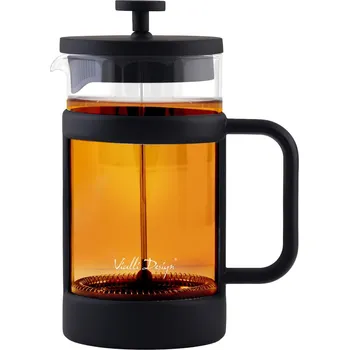 French press VIALLI DESIGN SENSO 1 l - pístový spařovač z borosilikátového skla se sítkem z nerezové oceli, černý