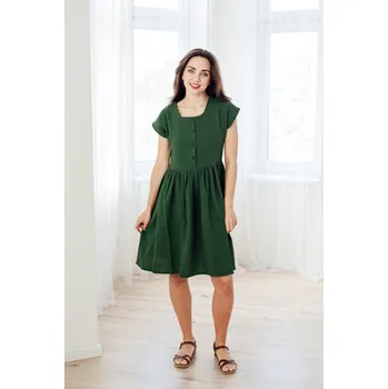 Dámské šaty Mušelínové šaty Olivie propínací zelené VADA Velikost: XS