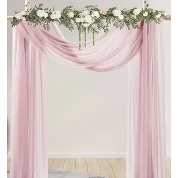 Svatební dekorace Světle růžová splývavá látka na svatební bránu 160cm/10m