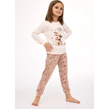 Dívčí pyžamo Cornette pyžamo dívčí 594/183 Sweet Dog - ecru, 110-116 (Dívčí pyžamo Cornette)