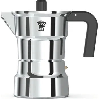 Moka konvice PEZZETTI SOLIDEXPRESS na 3 šálky 150 ml - hliníková moka konvička na plynový a elektrický sporák, stříbrná