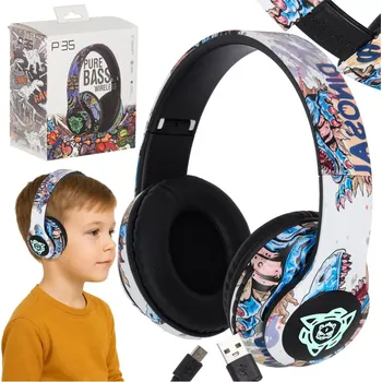 Sluchátka bezdrátová náhlavní sluchátka bluetooth s rgb podsvícením a micro sd