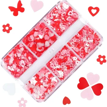 Růžové a červené flitry 3-4g Sypací flitry na dekorace Třpytky na nehty Ruční tvoření Scrapbooking Ozdoby na karty a dárky