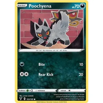 Sběratelská karetní hra Poochyena 103/185 - Vivid Voltage Typ karty: Non-Holo