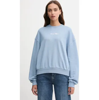 Dámská mikina Bavlněná mikina Tommy Hilfiger dámská, modrá barva, hladká, WW0WW48269 05X, vel. XS