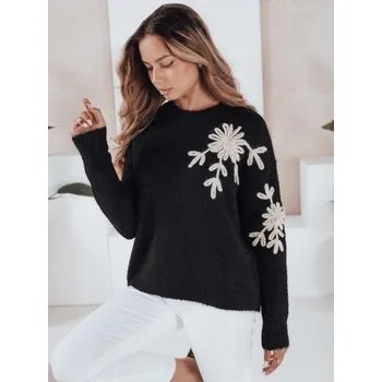 Dámský svetr Dámský svetr s květinovou aplikací GIRLHERBAL černý