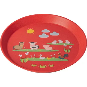 Talíř KOZIOL CONNECT FARM 20,5 cm - nerozbitný talíř z organického materiálu s motivem farmy, popelavý