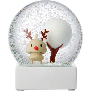 HOPTIMIST REINDEER GLOBE L 10 cm - dekorativní sněžítko s figurkou soba, béžové