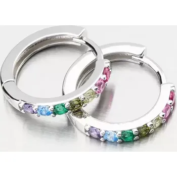 Náušnice Dámské náušnice stříbro 925 zirkon kruhy s barevnými PKL-2233