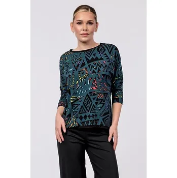 Dámská halenka Volnější kimonová petrolejová dámská halenka s dlouhými rukávy 7829 velikost 4XL