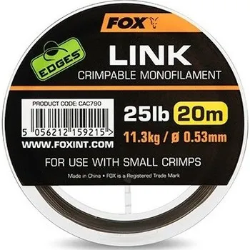 Fox návazcový vlasec Edges Link Trans Khaki Mono 20m 0,53mm 25 lb