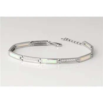 Náramek Silver style Stříbrný článkový opálový náramek se zirkony 76674BF stříbrný 19-21 cm