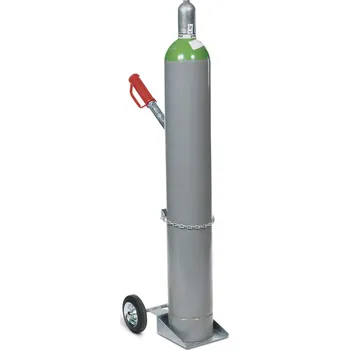 Vozík na plynové lahve z oceli, 1x plynová láhev s max. Ø 250 mm, plná pryžová kola