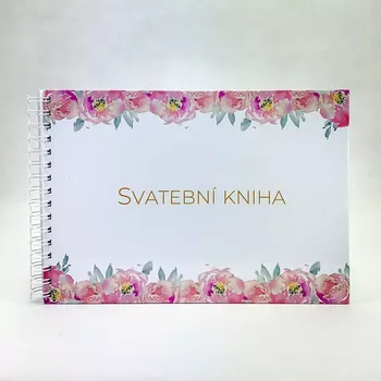 Svatební dekorace Svatební kniha hostů - růžové květiny (!Doprodej 1. poslední kus!)