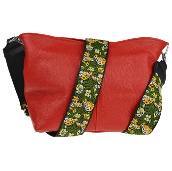 Kabelka NovaKabelka.cz Kožená italská crossbody kabelka Batilda Rosso s přídavným popruhem XI