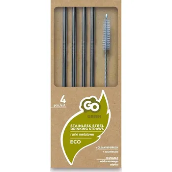 Brčka z nerezové oceli, stříbrná (4 x rovné brčko + čistící kartáček) (Brčka z nerezové oceli, stříbrná (4 x rovné brčko + čistící kartáček))